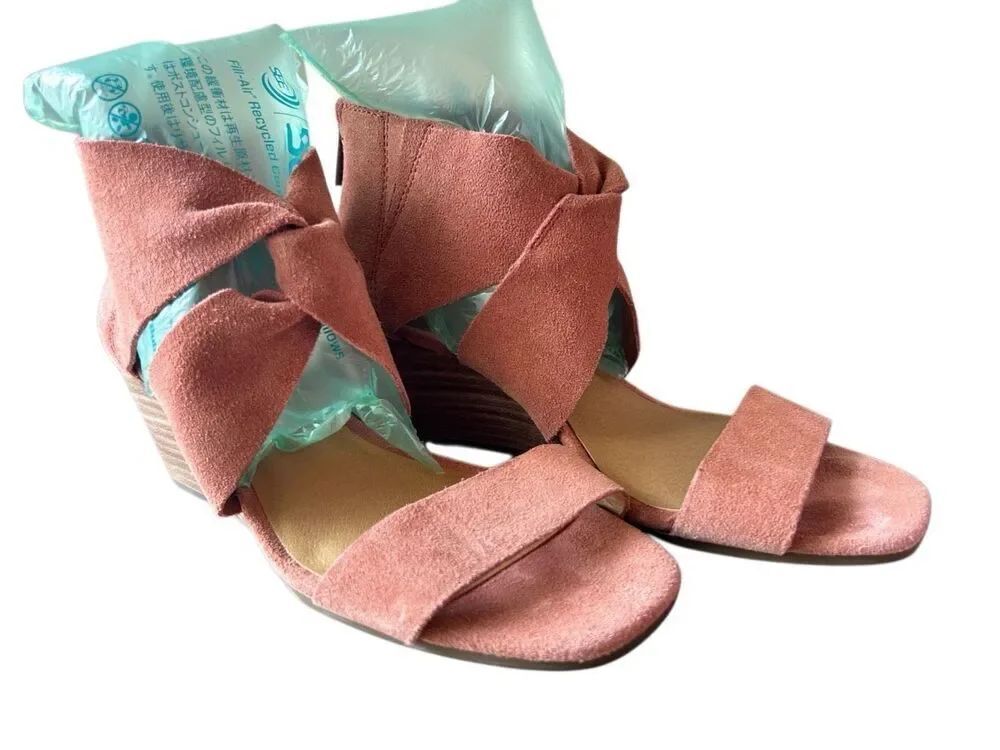 Lucky Brand suede dusty rose pink heel sandals sz 6.5 Boho romantic